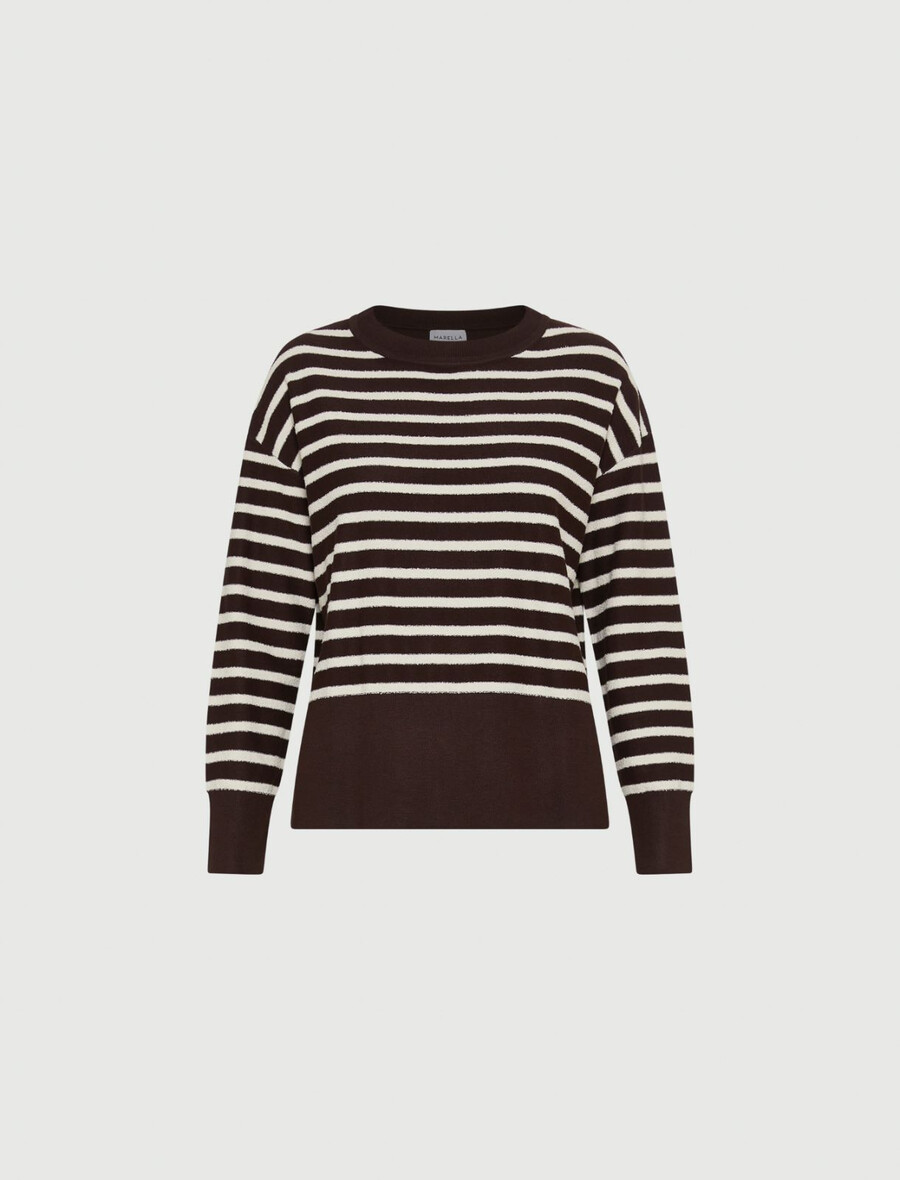 gestreifter bouclé-pullover – braun