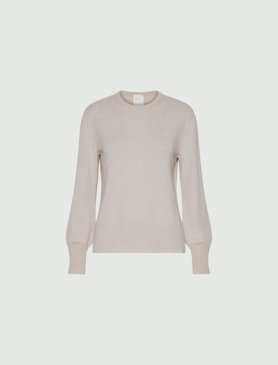 rundhalspullover aus reinem kaschmir – creme
