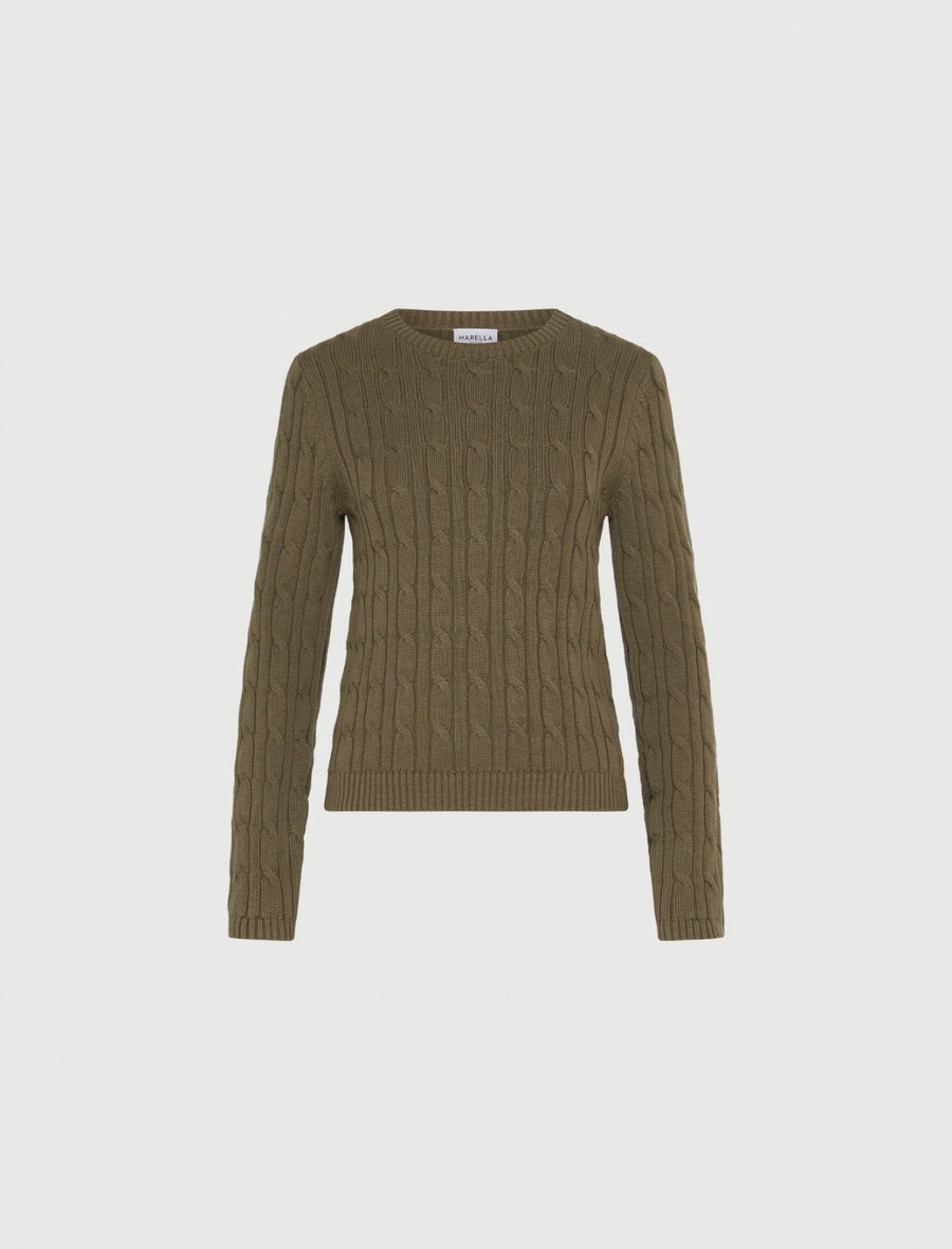 zopfstrickpullover - kaki
