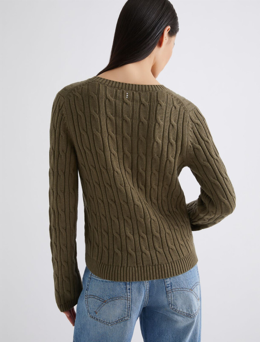 zopfstrickpullover - kaki