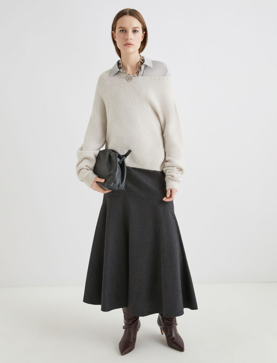 stretch-alpaka-pullover mit rundhalsausschnitt - natur
