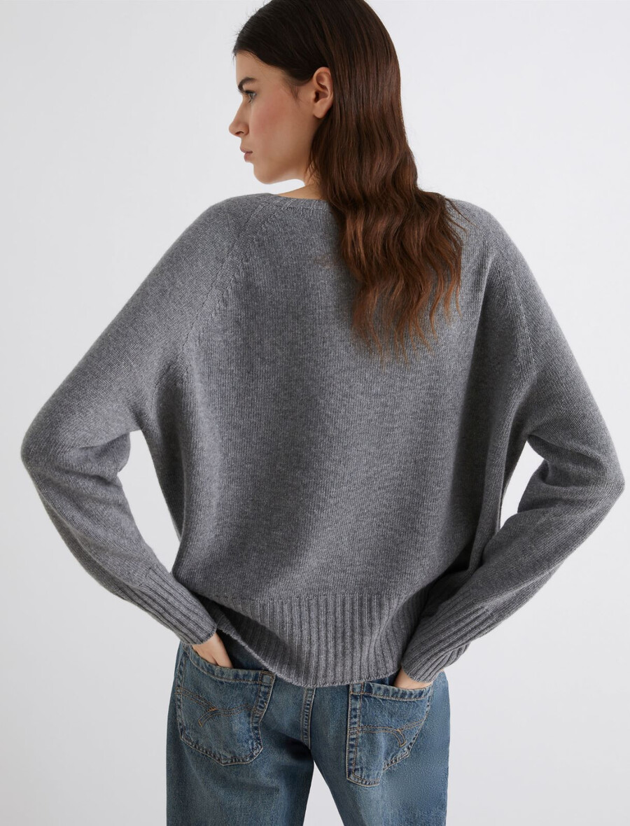 oversized-pullover aus kaschmirmischung – mittelgrau