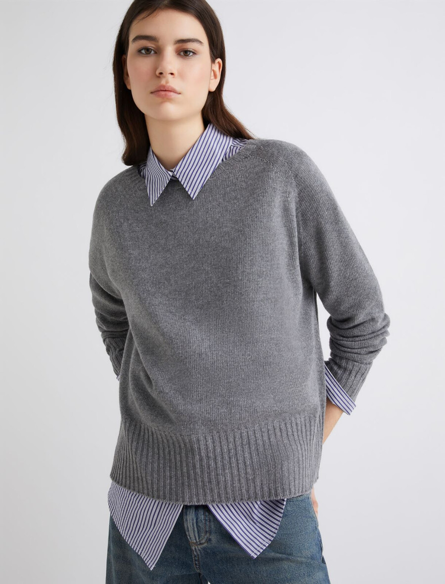 oversized-pullover aus kaschmirmischung – mittelgrau