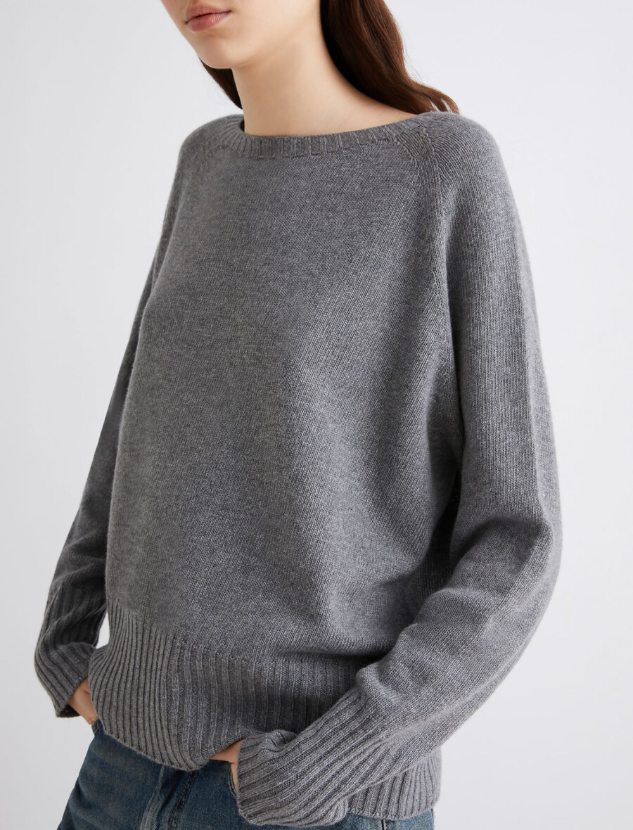 oversized-pullover aus kaschmirmischung – mittelgrau