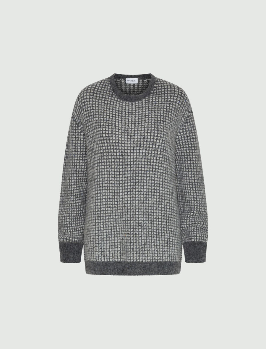 jacquard-pullover mit rundhalsausschnitt - grau