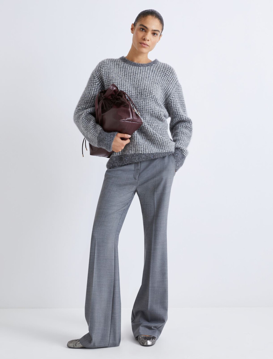 jacquard-pullover mit rundhalsausschnitt - grau