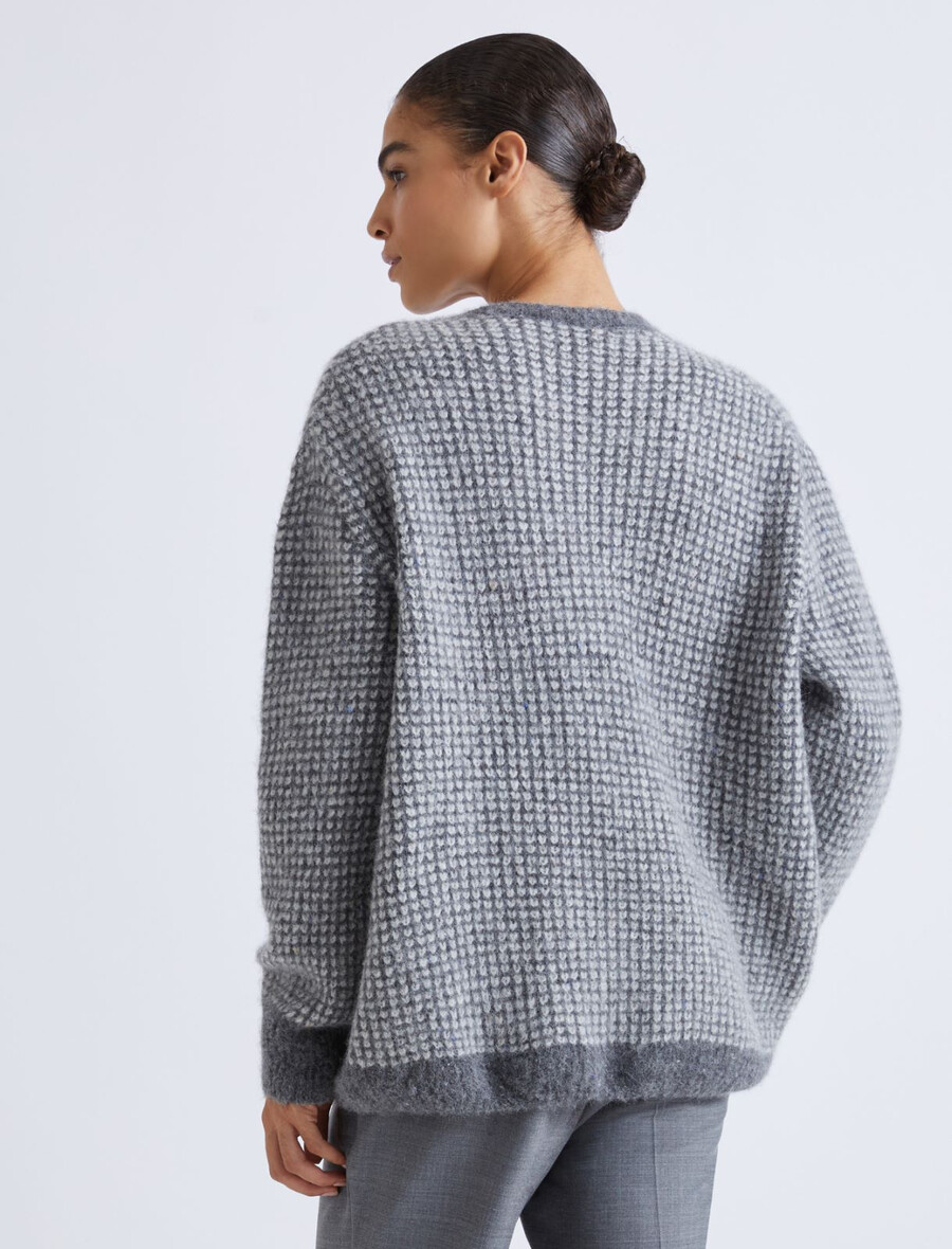 jacquard-pullover mit rundhalsausschnitt - grau