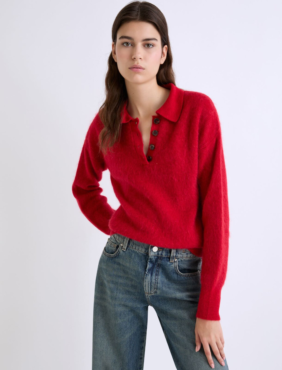 poloshirt aus alpaka-mischgewebe – rot