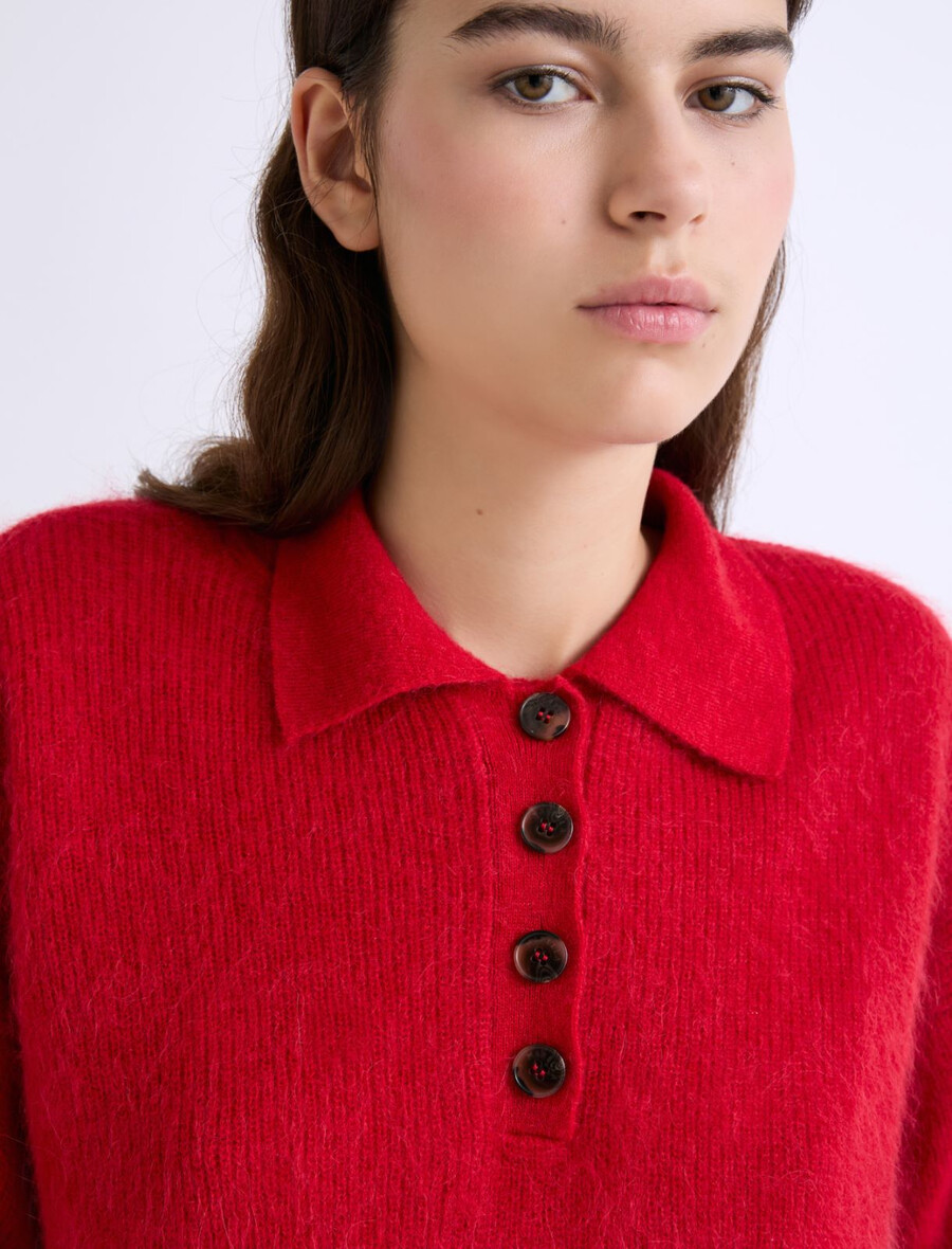 poloshirt aus alpaka-mischgewebe – rot
