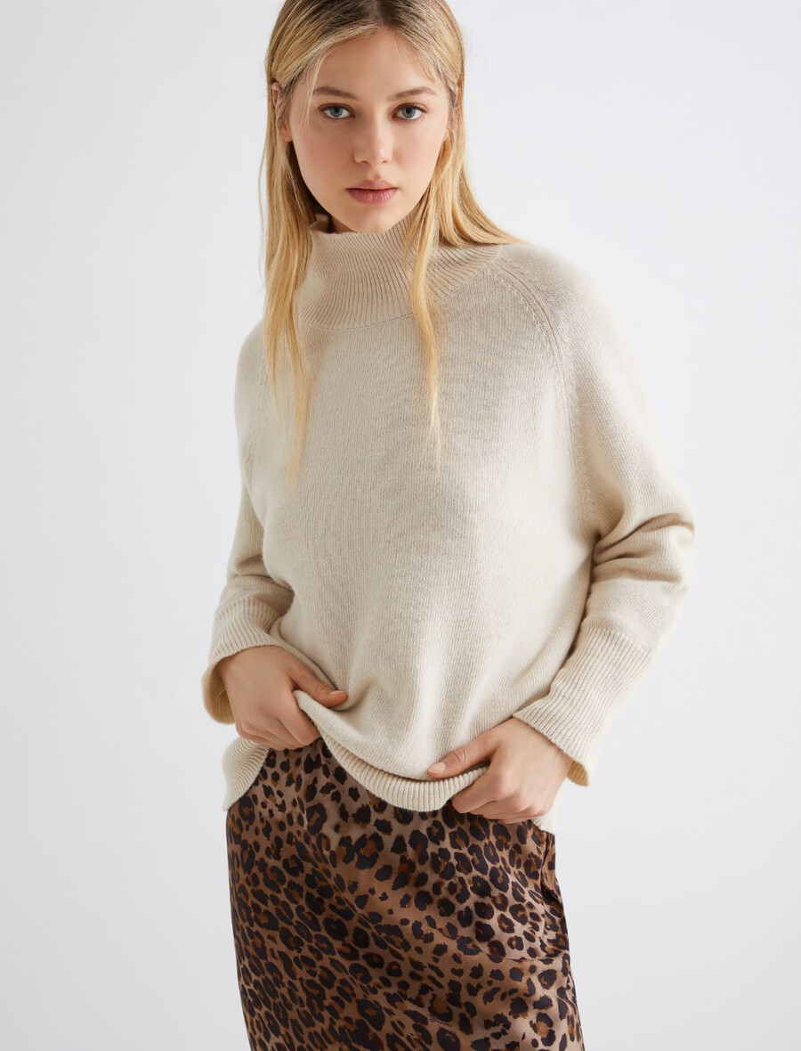 oversize-pullover aus wolle und kaschmir – elfenbein