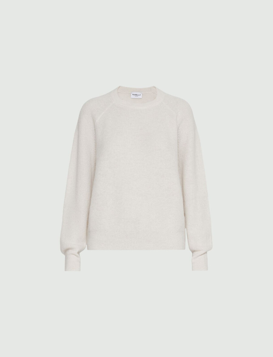 flauschiger pullover aus alpaka-mischgewebe – elfenbein
