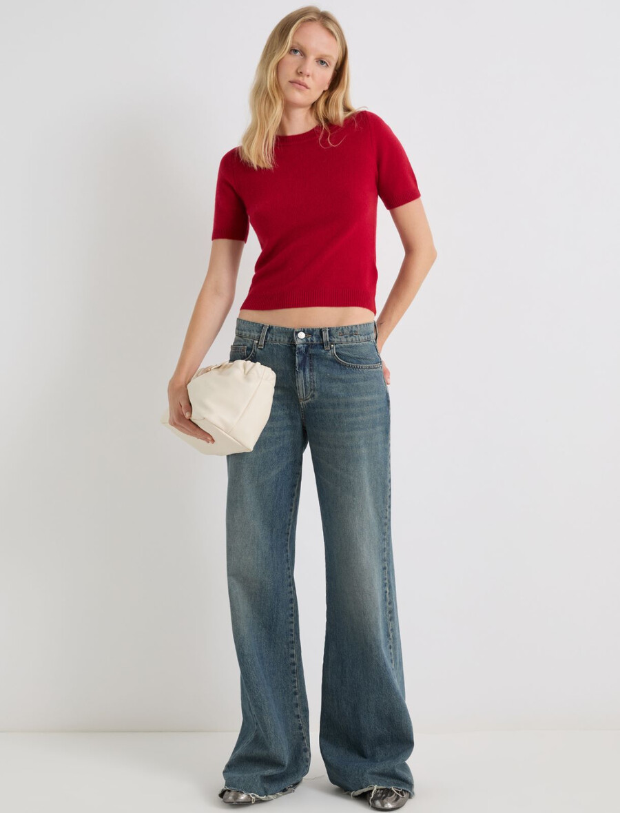 t-shirt aus wolle und kaschmir – rot