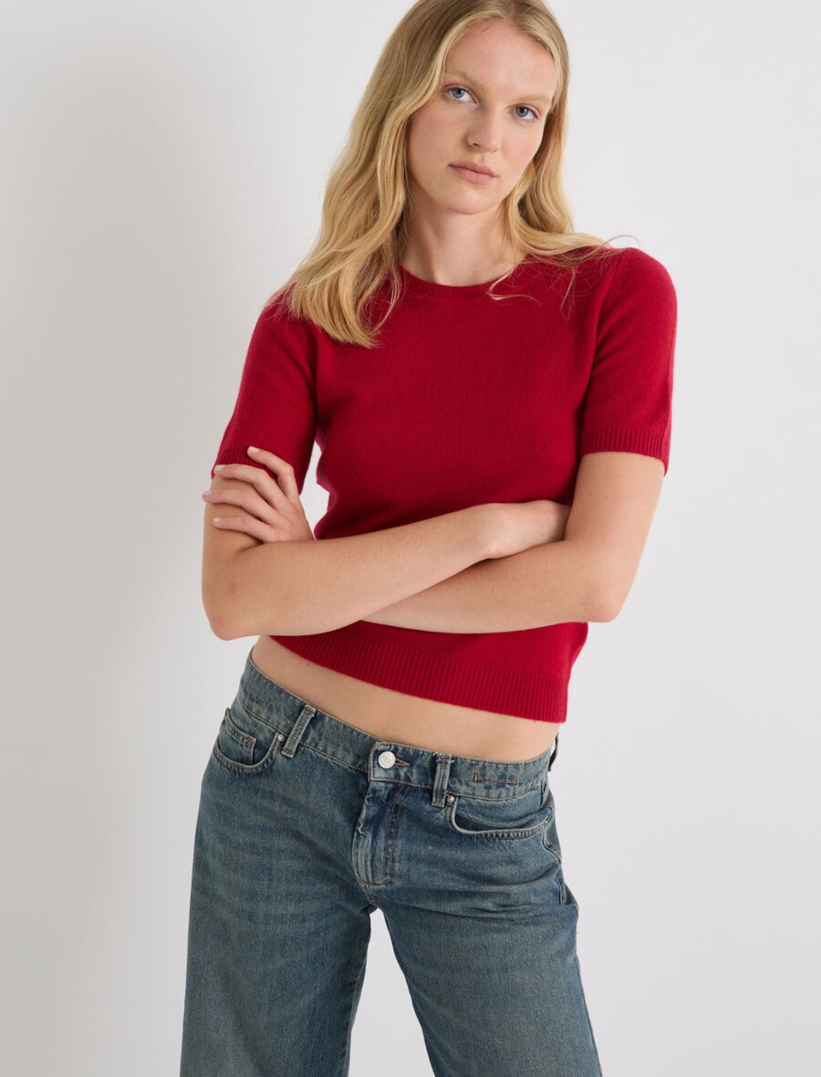t-shirt aus wolle und kaschmir – rot