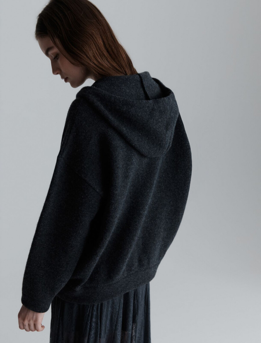 sweatshirt aus reiner wolle – dunkelgrau