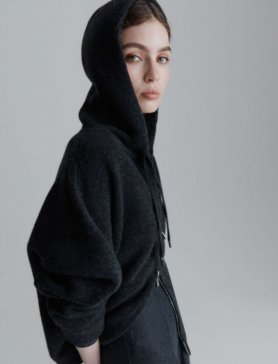 sweatshirt aus reiner wolle – dunkelgrau