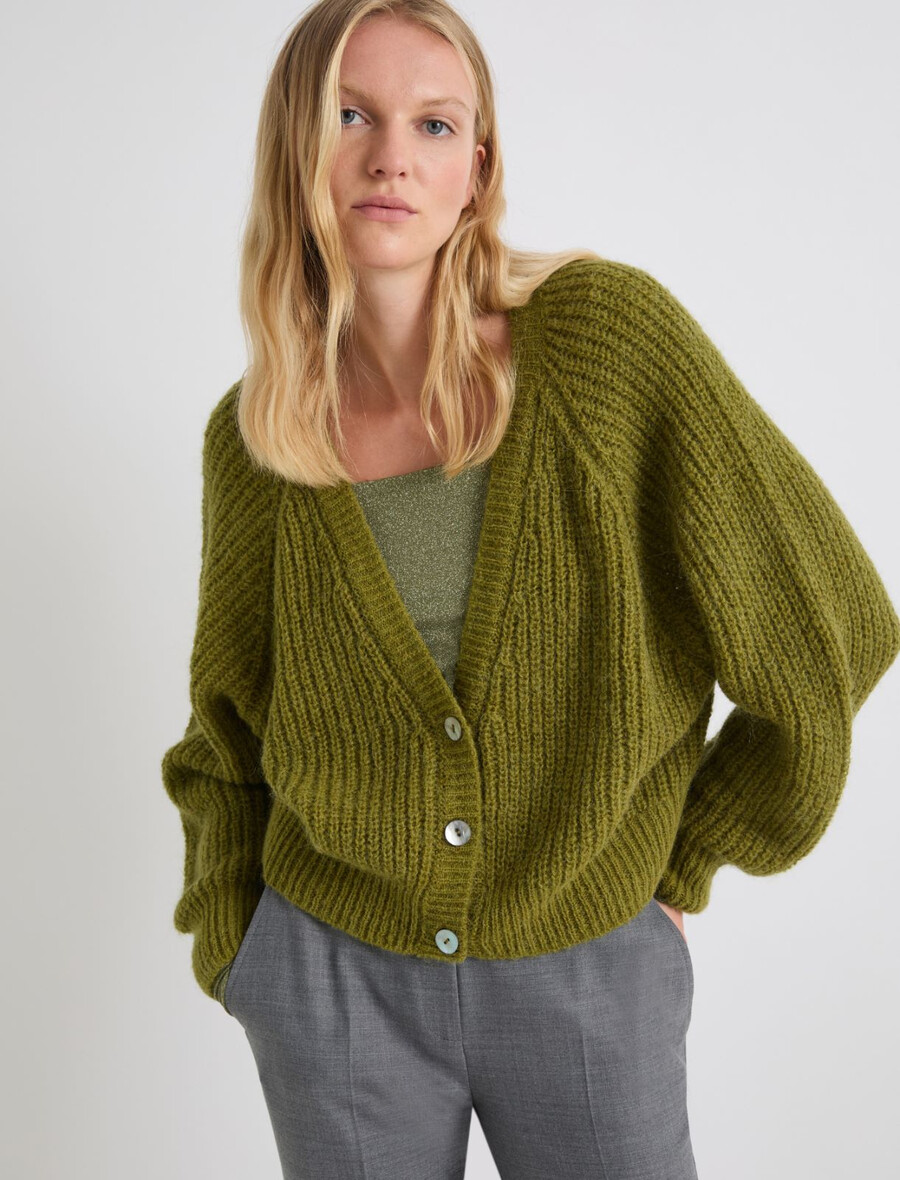 strickjacke aus alpaka-mischgewebe – apfelgrÜn