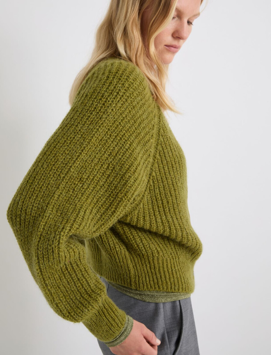 strickjacke aus alpaka-mischgewebe – apfelgrÜn