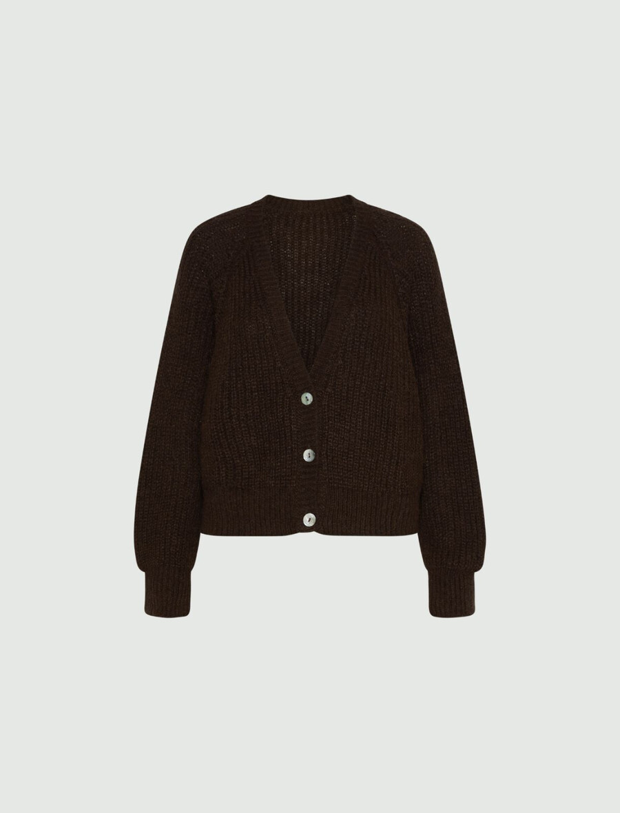 strickjacke aus alpaka-mischgewebe – kaffee