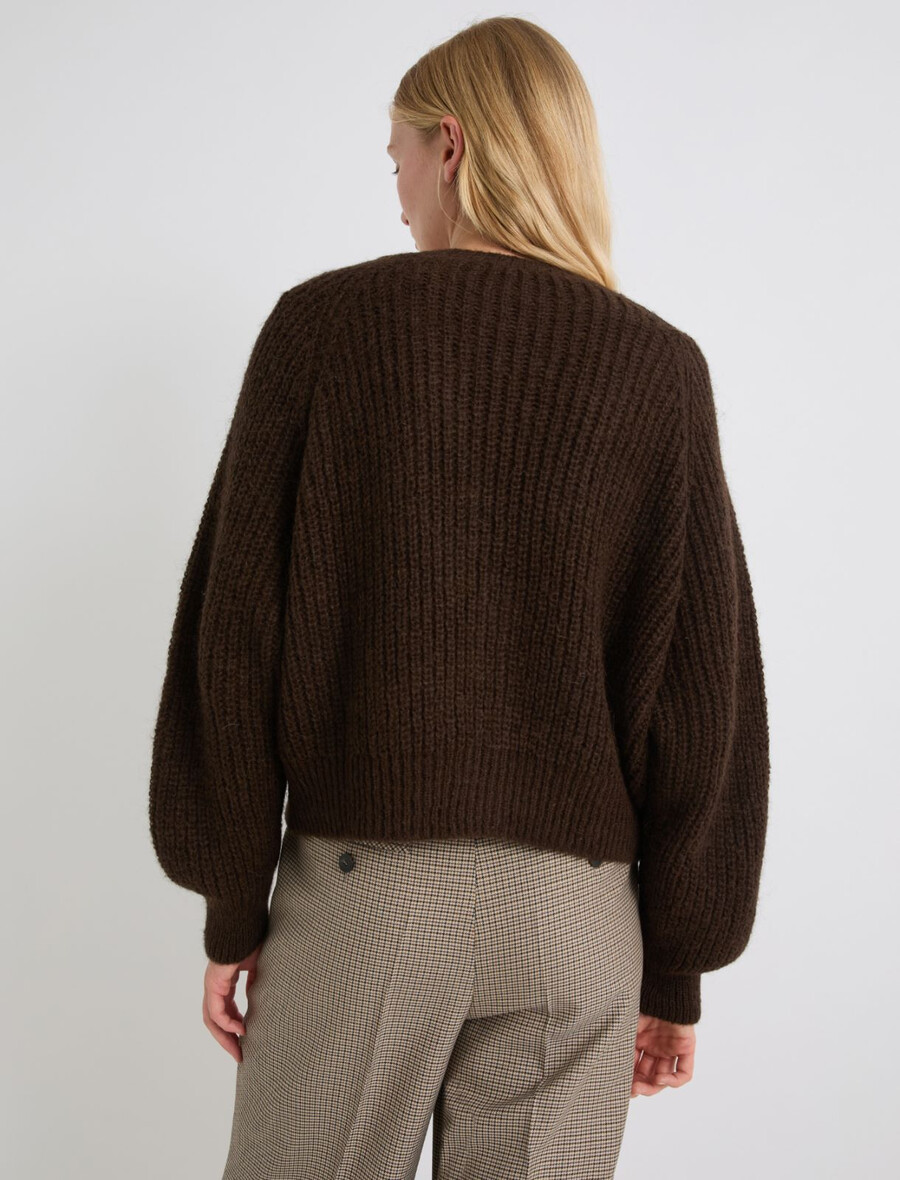 strickjacke aus alpaka-mischgewebe – kaffee
