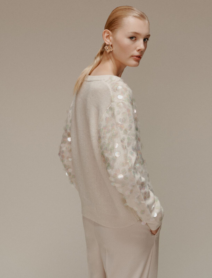 maxi-paillettenpullover - creme