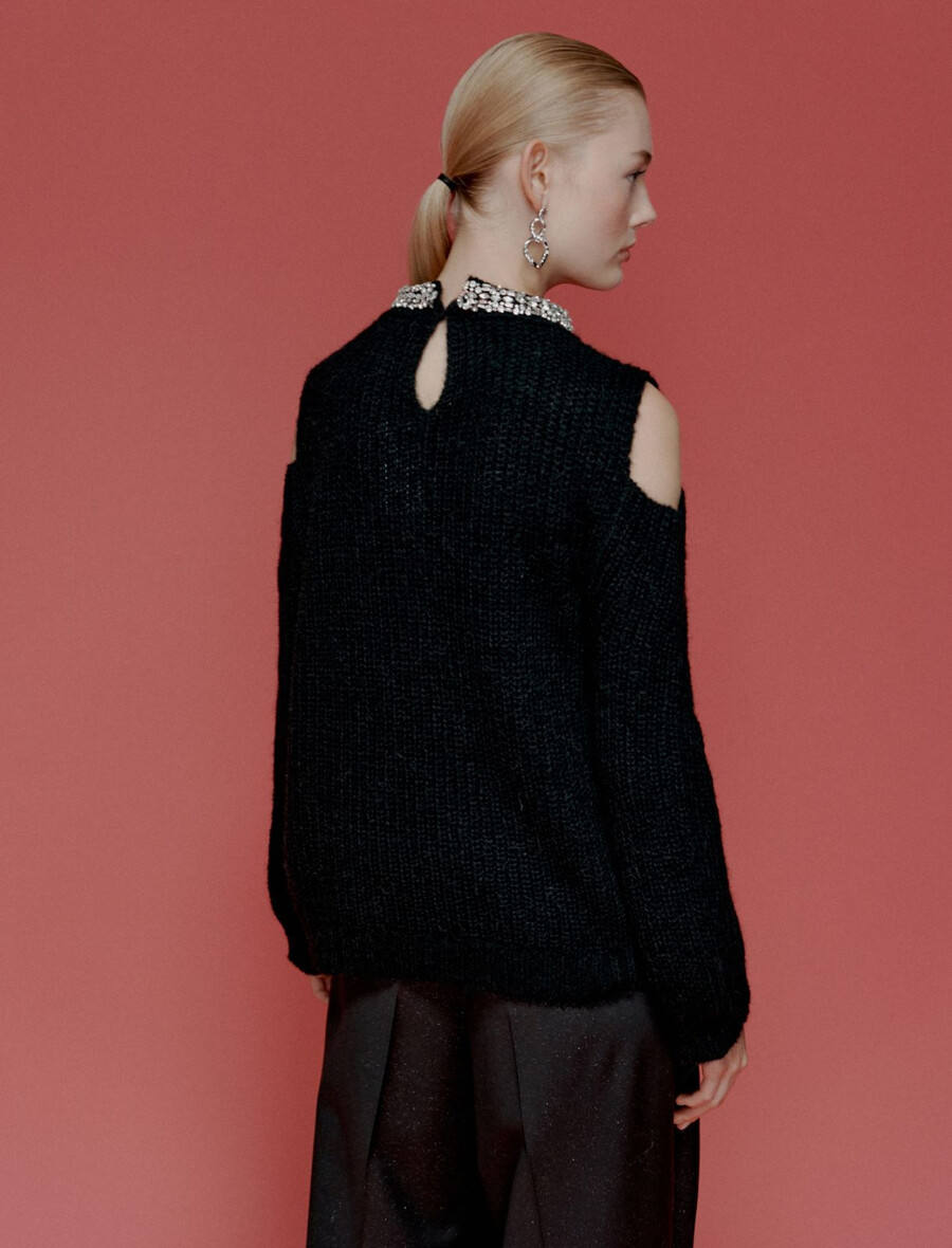 pullover mit cut-out-details – schwarz