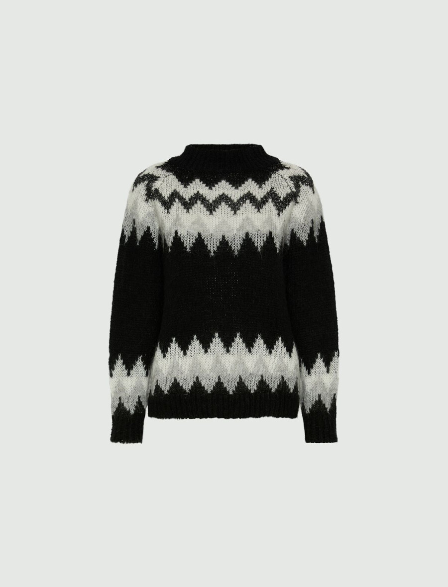 jacquard-pullover aus mohairmischung – schwarz
