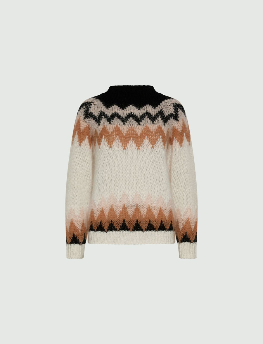jacquard-pullover aus mohairmischung – optisches weiss