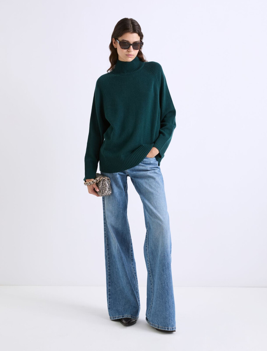 oversized superfein-merinopullover - grÜn