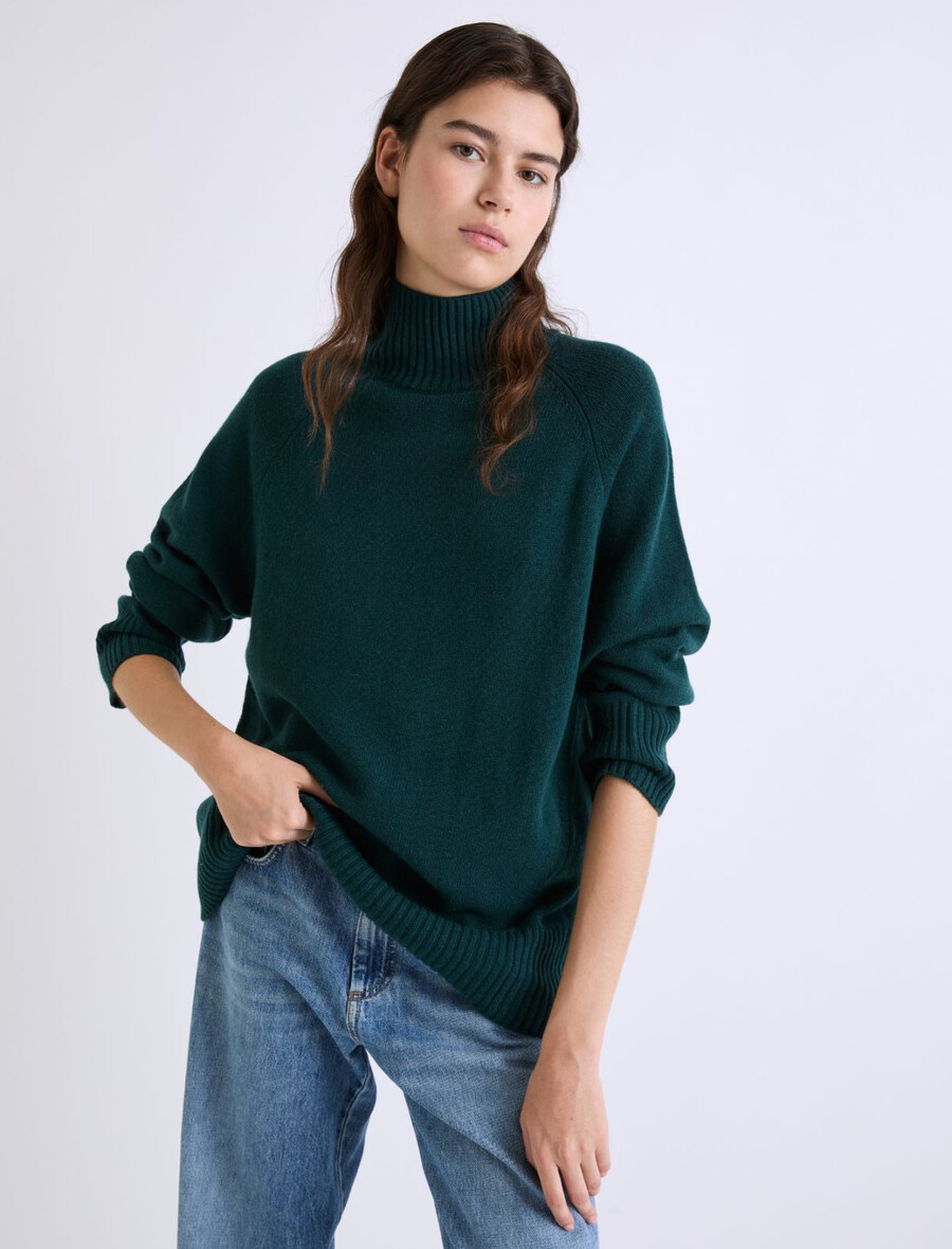 oversized superfein-merinopullover - grÜn