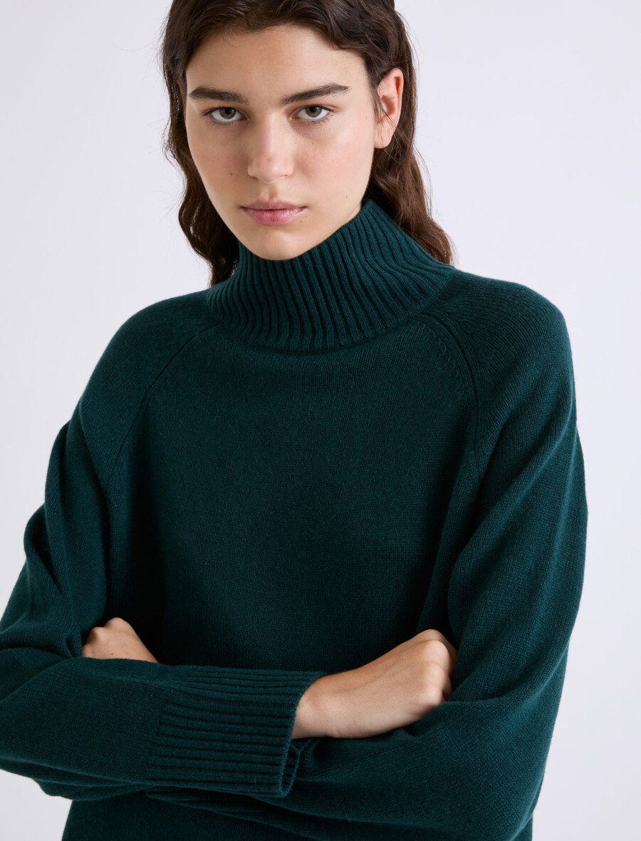 oversized superfein-merinopullover - grÜn