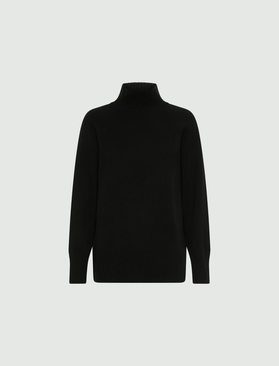 oversized-pullover aus superfeiner merinowolle – schwarz