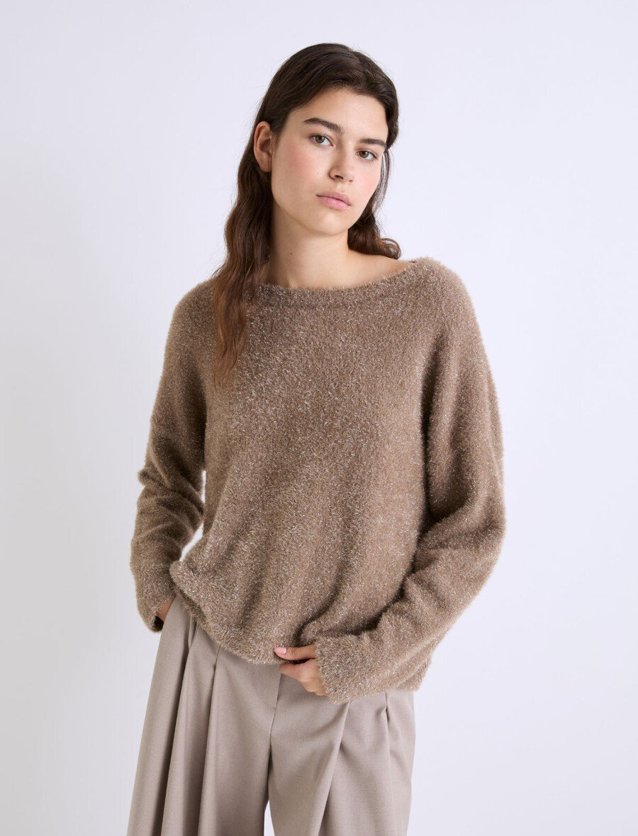 pullover in gerader passform – cognac