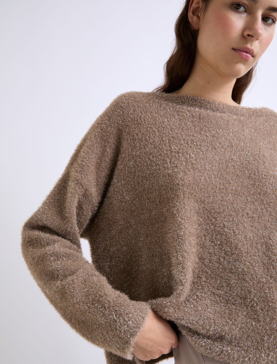 pullover in gerader passform – cognac