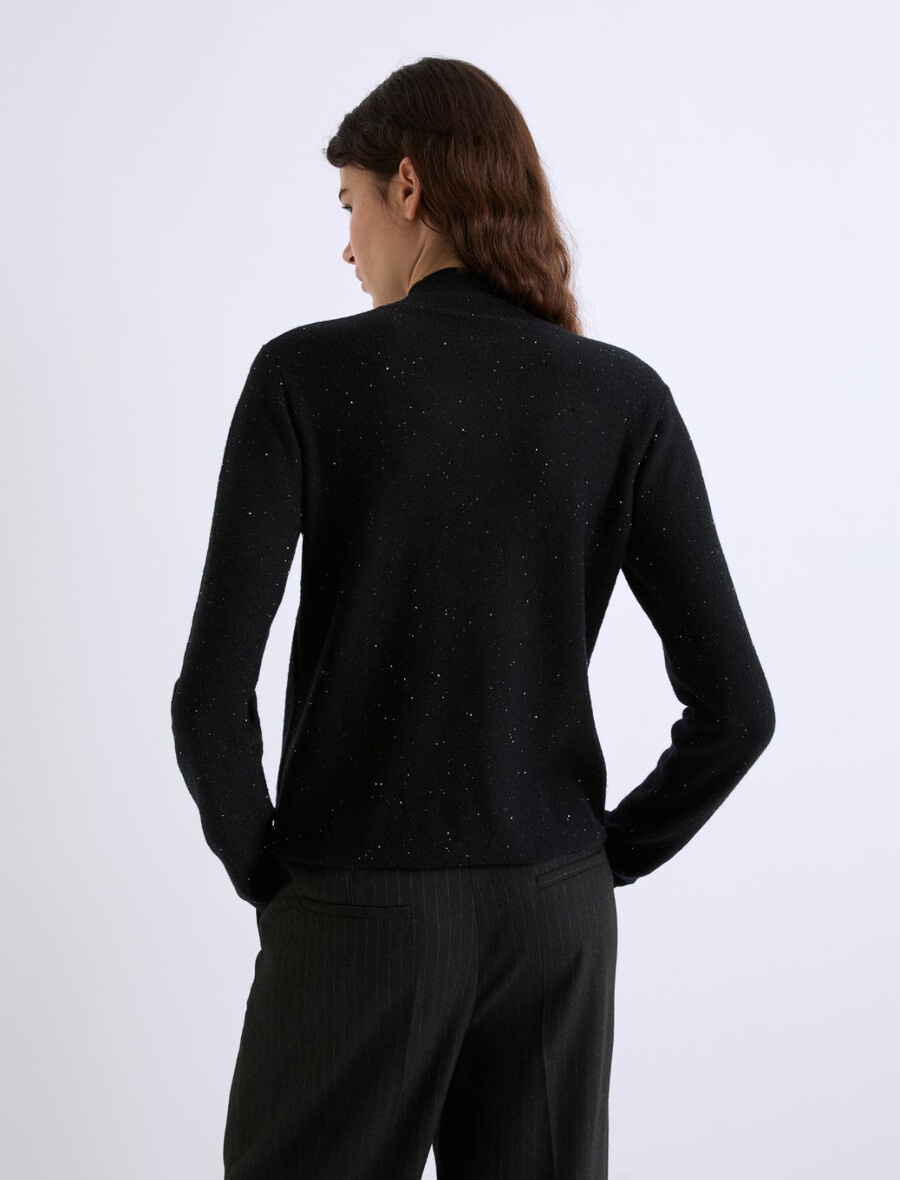 rollkragenpullover mit mikropailletten – schwarz