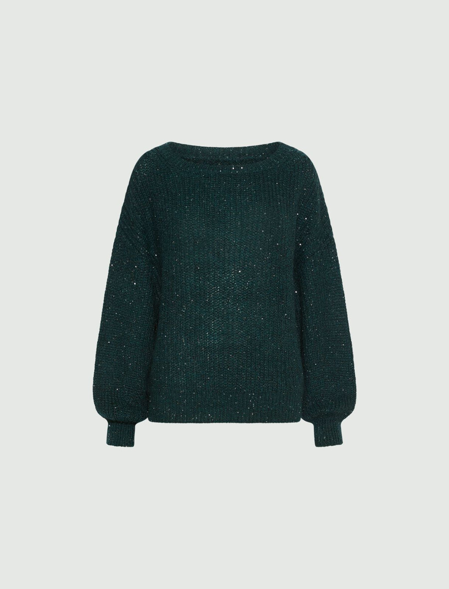 pullover aus mohairmischung mit mikropailletten – flaschengrÜn