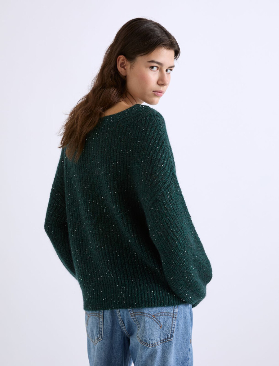 pullover aus mohairmischung mit mikropailletten – flaschengrÜn