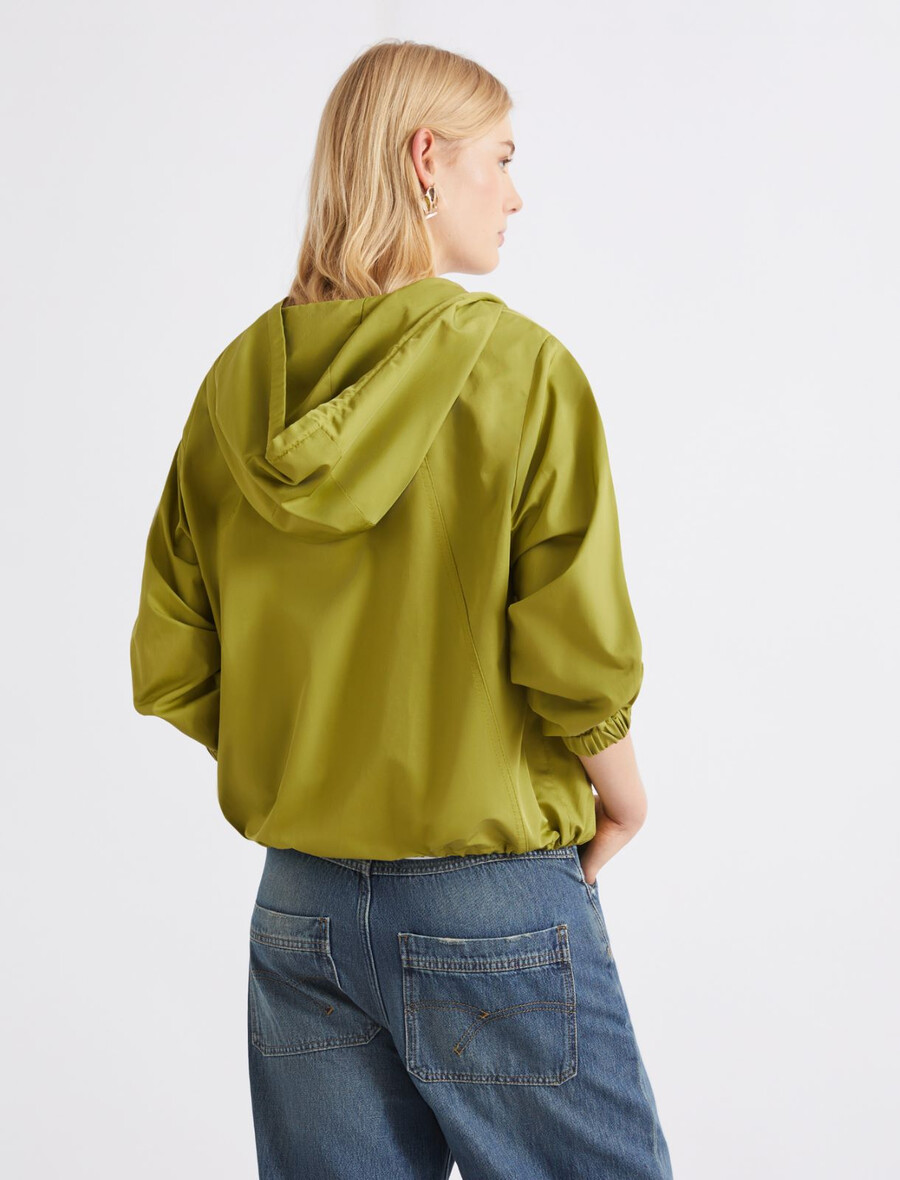 leichter wasserabweisender regenmantel aus twill - grÜn