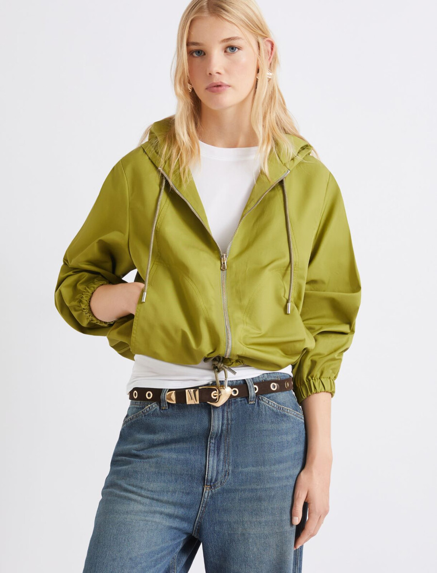 leichter wasserabweisender regenmantel aus twill - grÜn