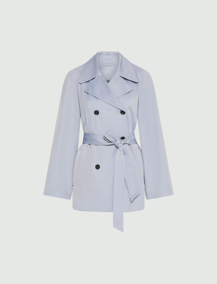 technischer trenchcoat aus baumwolle – hellblau