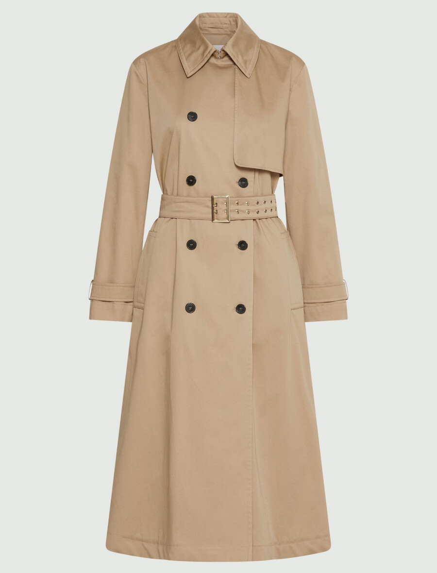 trenchcoat aus baumwollsatin – natur