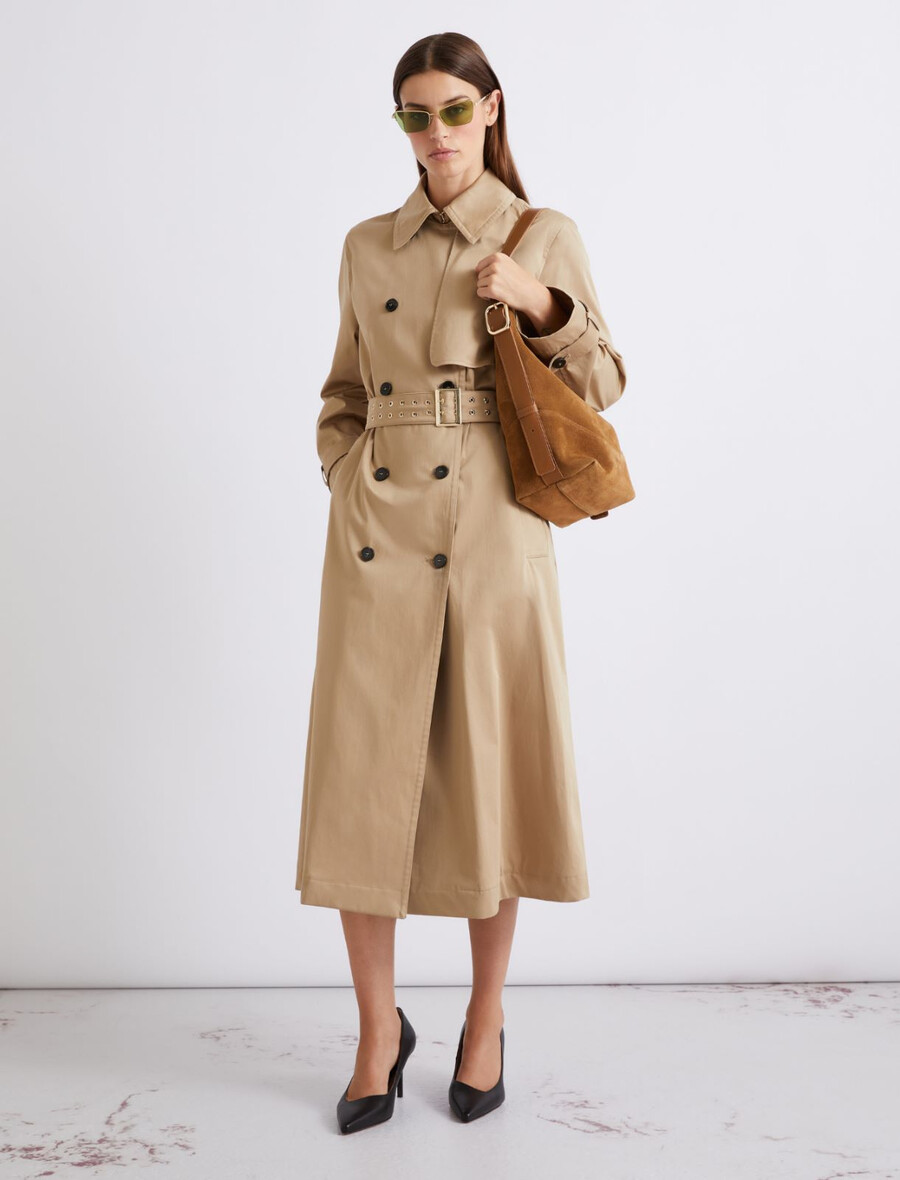 trenchcoat aus baumwollsatin – natur