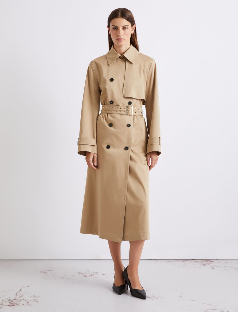 trenchcoat aus baumwollsatin – natur