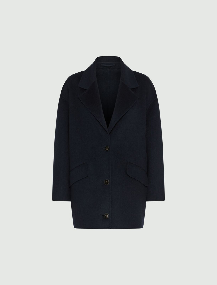 oversized doppelmantel aus stoff - marineblau