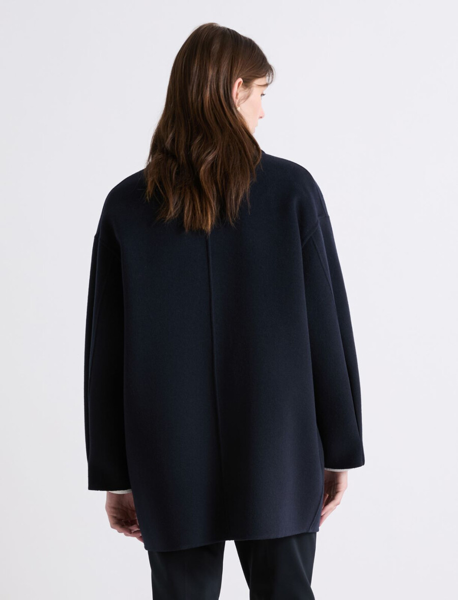 oversized doppelmantel aus stoff - marineblau