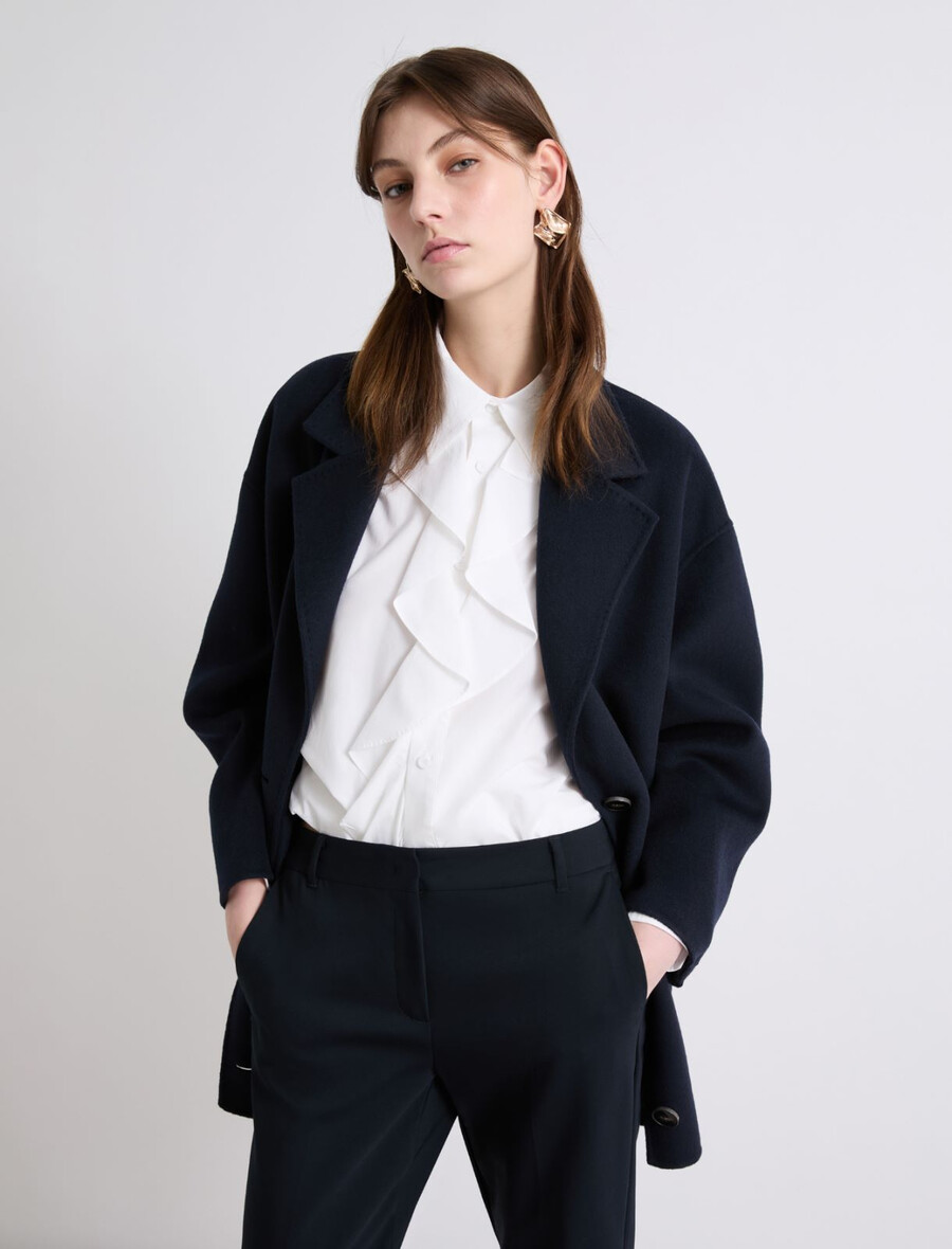 oversized doppelmantel aus stoff - marineblau
