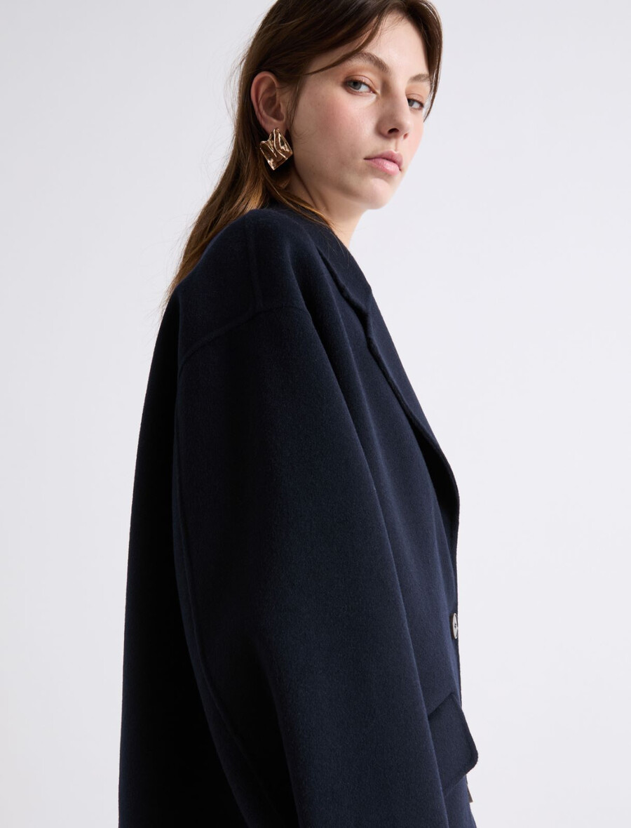 oversized doppelmantel aus stoff - marineblau