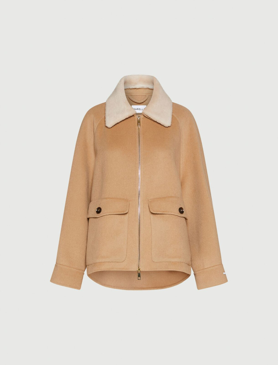 schwere doppelseitige jacke aus wollmischgewebe - camel