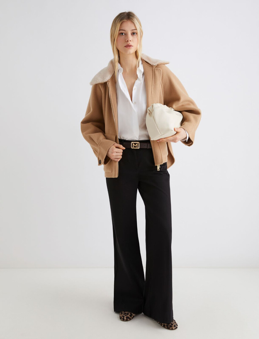 schwere doppelseitige jacke aus wollmischgewebe - camel