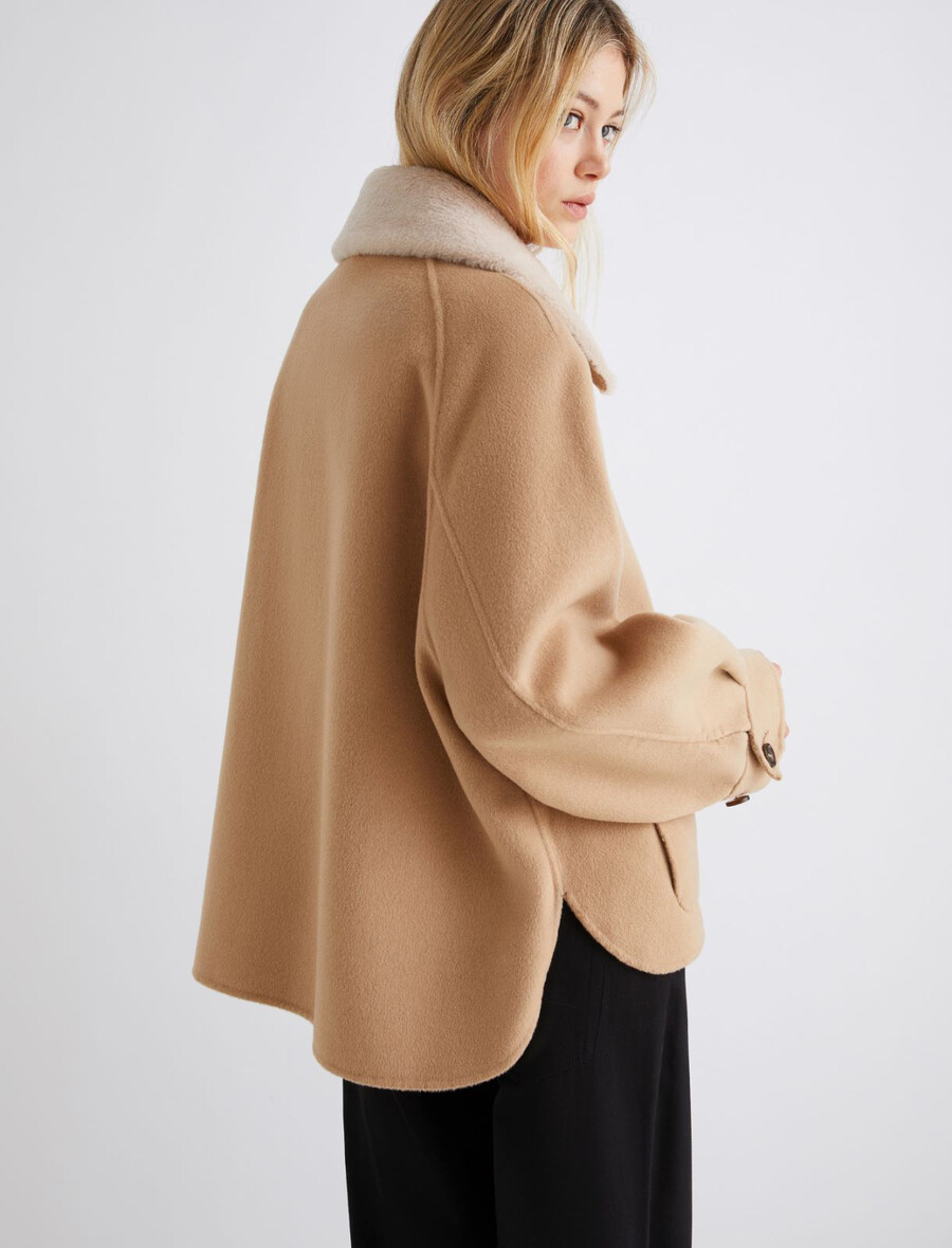 schwere doppelseitige jacke aus wollmischgewebe - camel