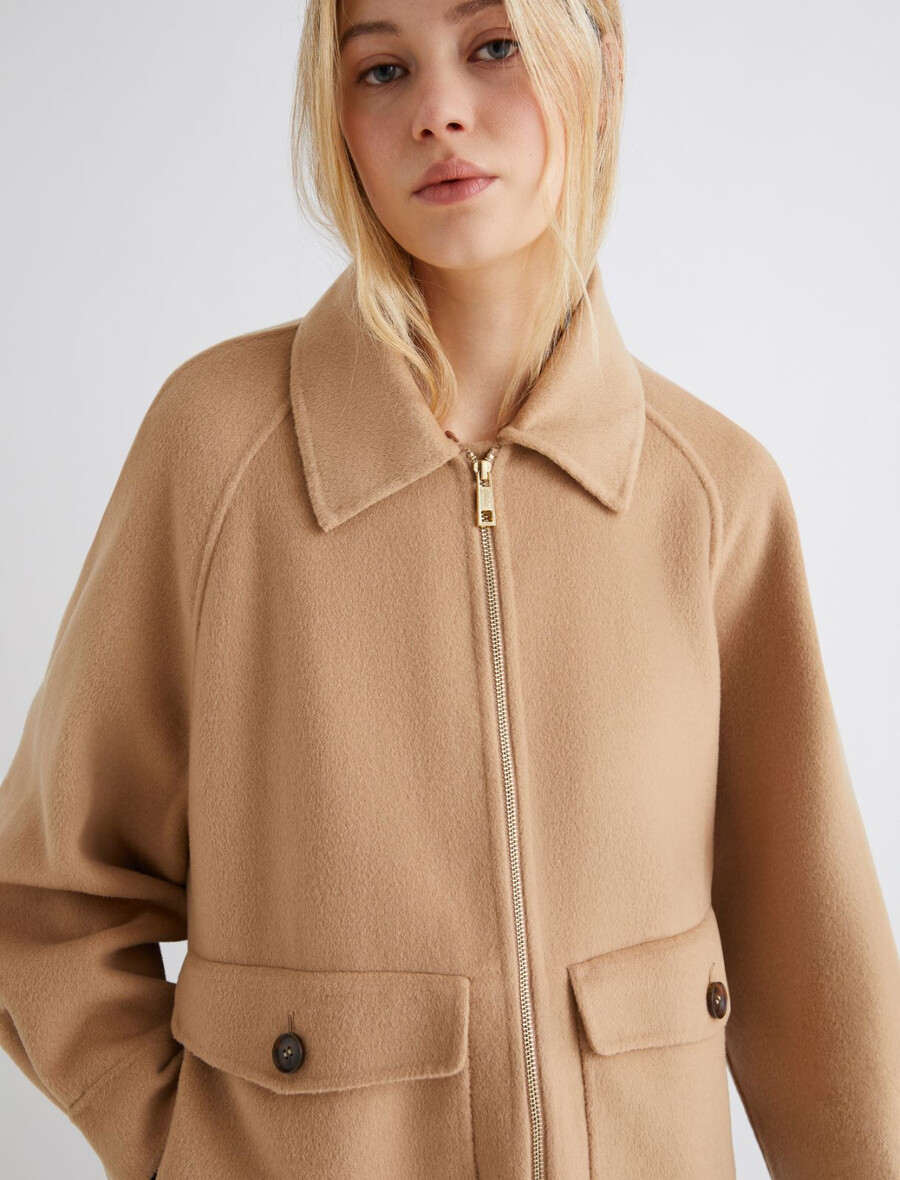 schwere doppelseitige jacke aus wollmischgewebe - camel